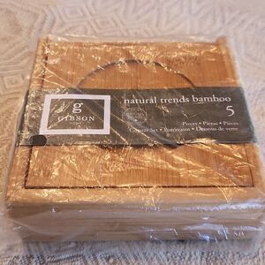5/$15 Set of 4  Gibson natural trends bamboo coasters new in packaging
